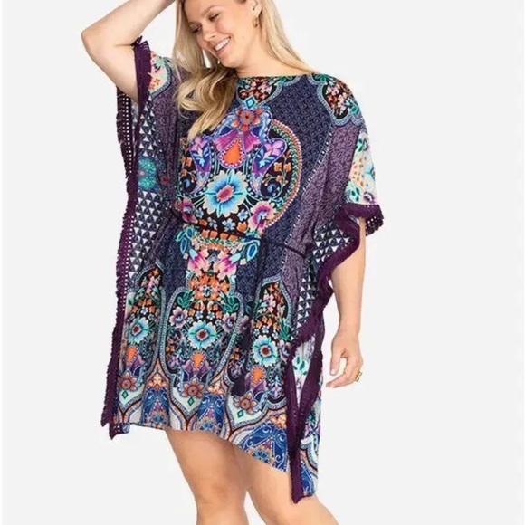 Johnny Was Saba Tunic Swimsuit Cover/Bathing Suit Cover Up Size L - Picture 11 of 11